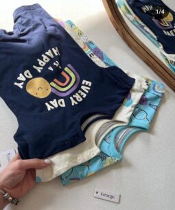 Navy Every Day Is A Happy Day Ice Cream Rompers 3 Pack