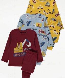 George Vehicle Bear Long Sleeve Pyjamas 3 Pack