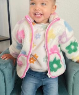 Primark Girls Ivory Floral Zip Jacket Coat