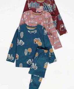 George Truck Woodland Long Sleeve Pyjamas 3 Pack